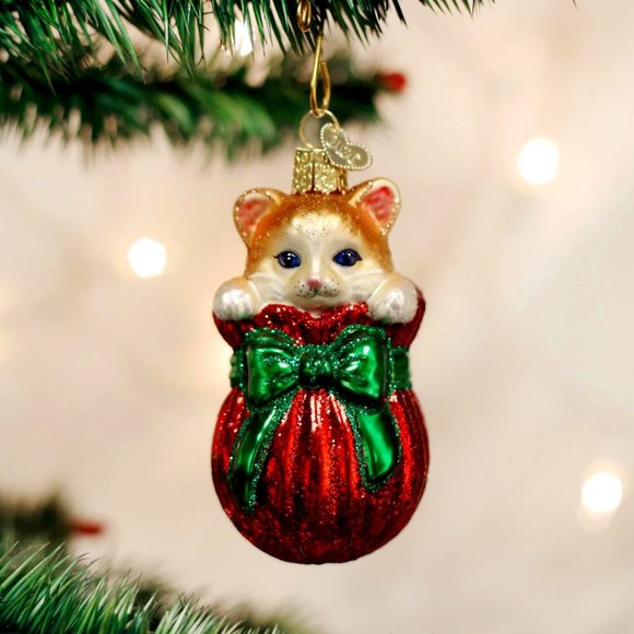 Letting Cat Out Of The Bag Ornament with Keepsake Box |Old World Christmas| NWT - Picture 1 of 8